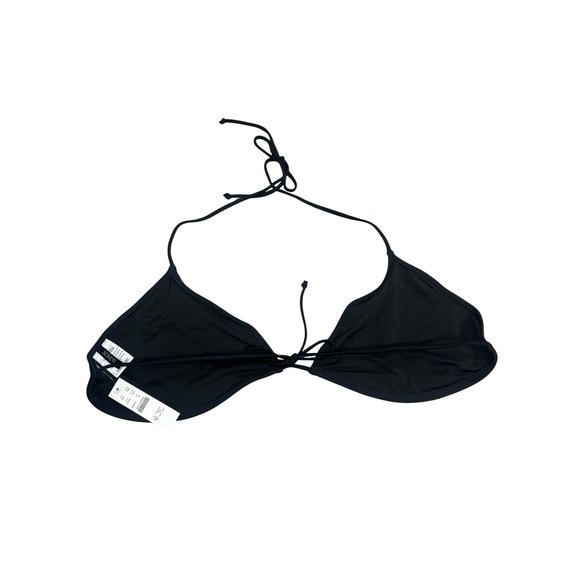 J Crew Black Halter Triangle Bikini Top Tie Front Swimsuit Women S - Picture 3 of 3